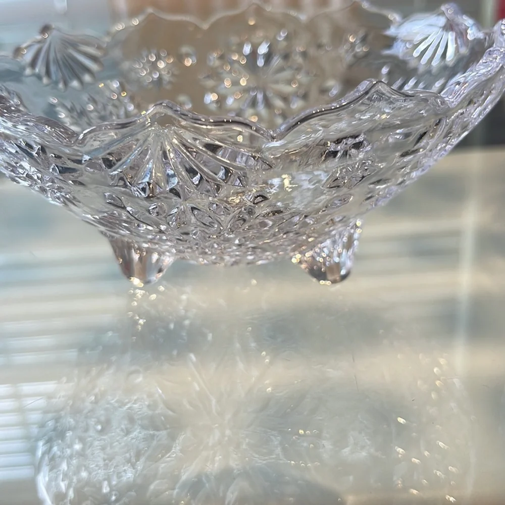 Vintage Mikasa Pair Crystal Snowflake Footed Bowl & Sweet Dish NWT NIB NOS ❄️